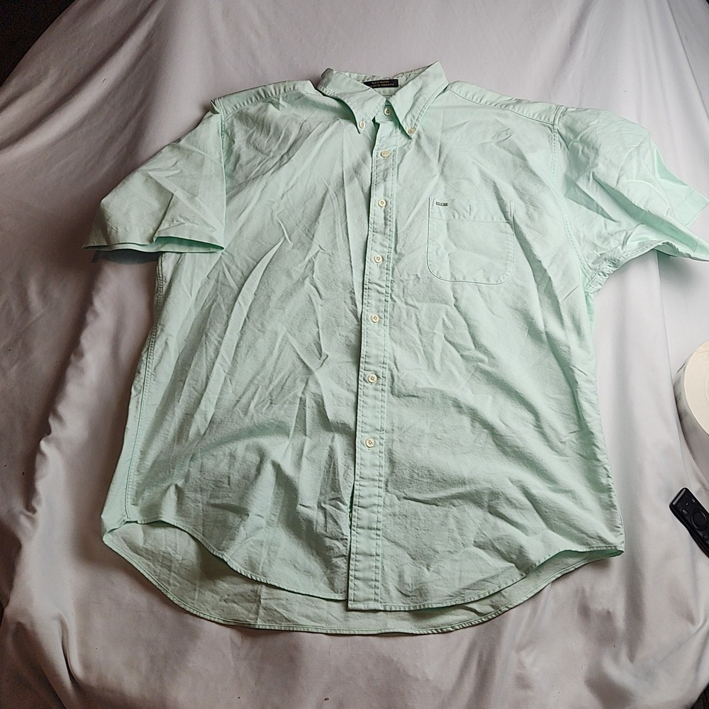 Alexander Julian Colours Short Sleeve Button-Down Shirt 100% Cotton Mint Green